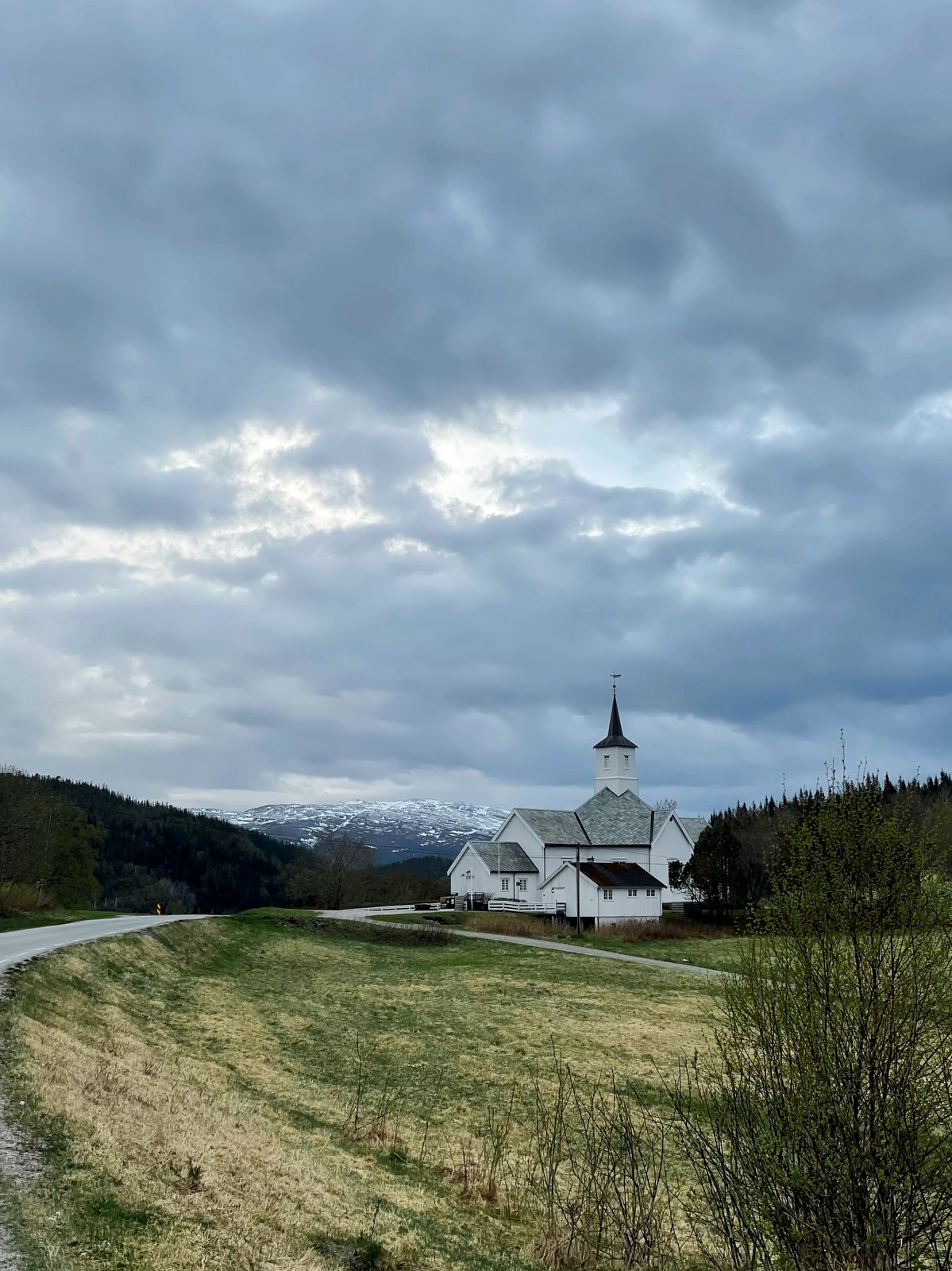 Bindal church — old white church by the fjord