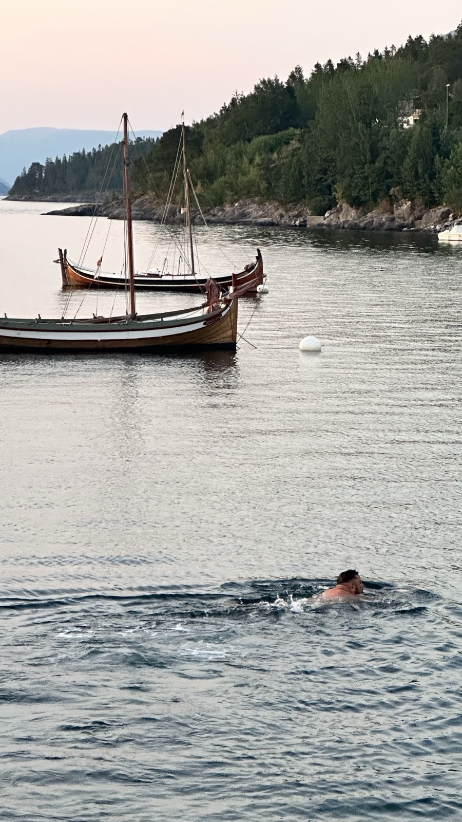 Traditional færing boat on the fjord by Terråk in evening light